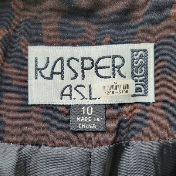 Kasper ASL Blazer Size 10 Brown Black Leopard Print Flap Front Pockets 4 Button - Picture 5 of 10